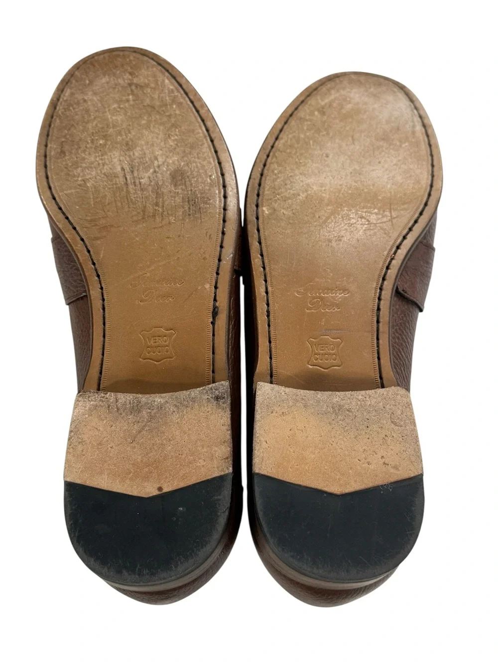 Alan Payne Deerskin Penny Loafer in Brown Pebbled Leather